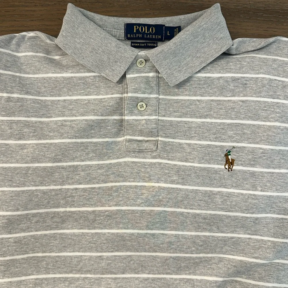 Ralph Lauren Polo Prima Soft Touch Heather Gray Shirt Size L Gently Worn‎